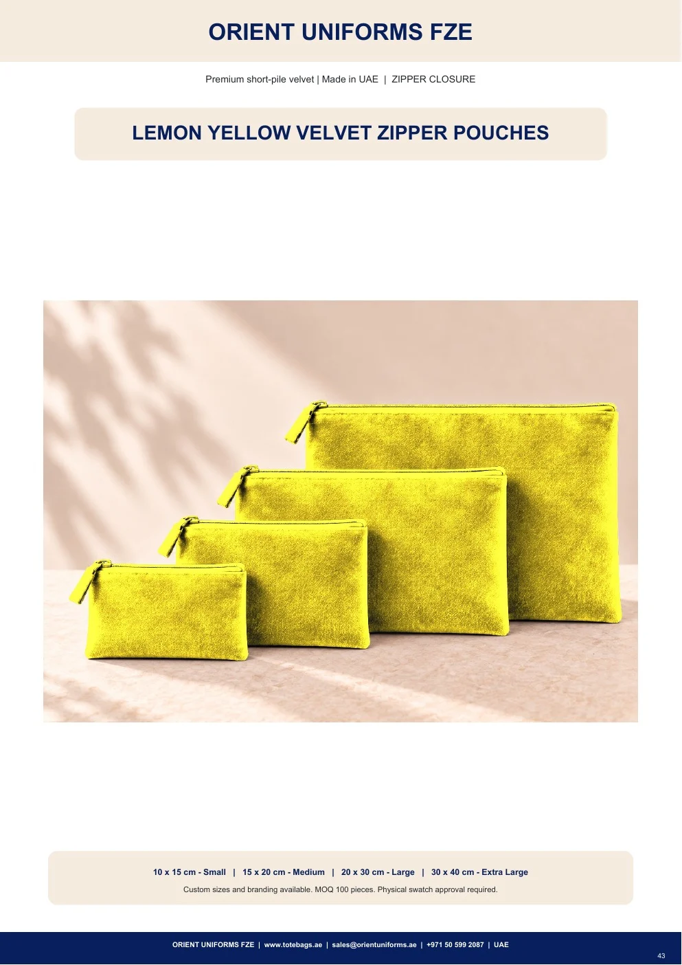 Lemon Yellow Velvet Zipper Pouches Lemon Yellow Velvet Zipper Pouches