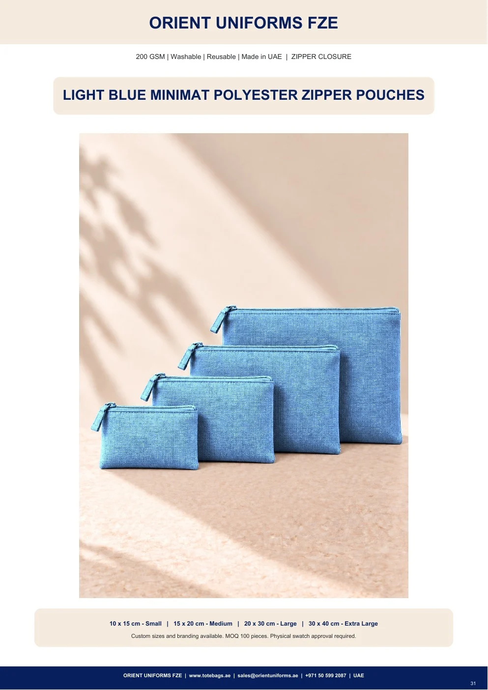 Light Blue Minimat Polyester Zipper Pouches Light Blue Minimat Polyester Zipper Pouches