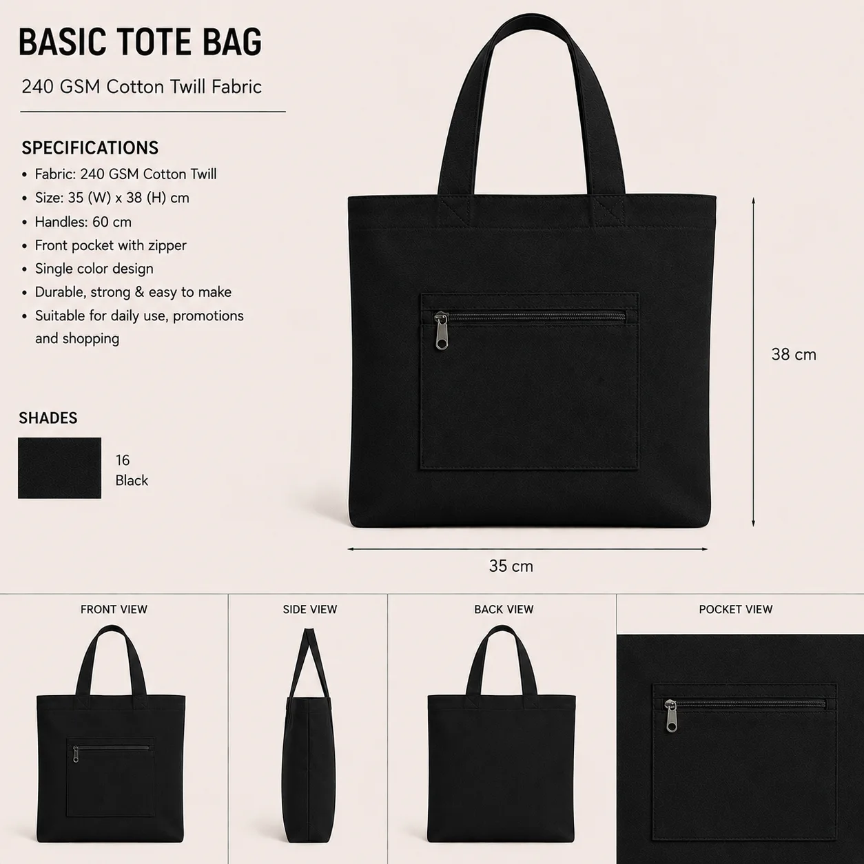 Light Grey Cotton Tote Bag Corporate Shopper