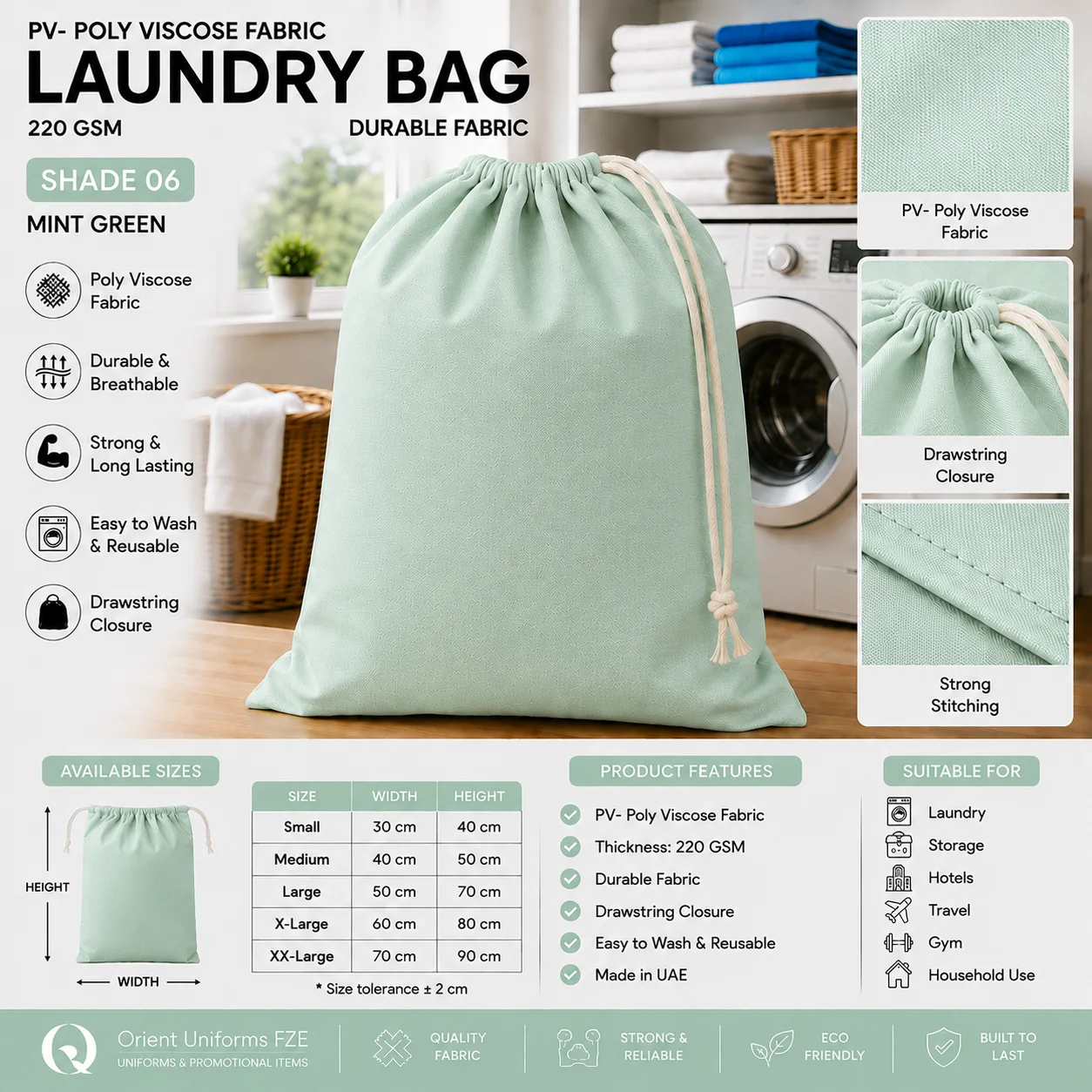 Light Grey Poly Viscose Guest Laundry Bag