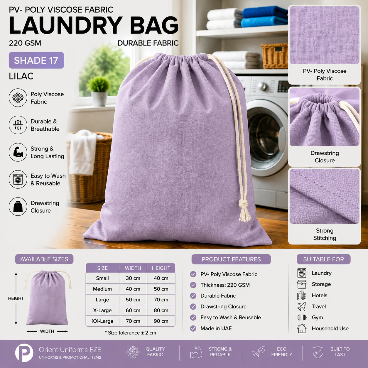 Light Grey Poly Viscose Staff Laundry Bag