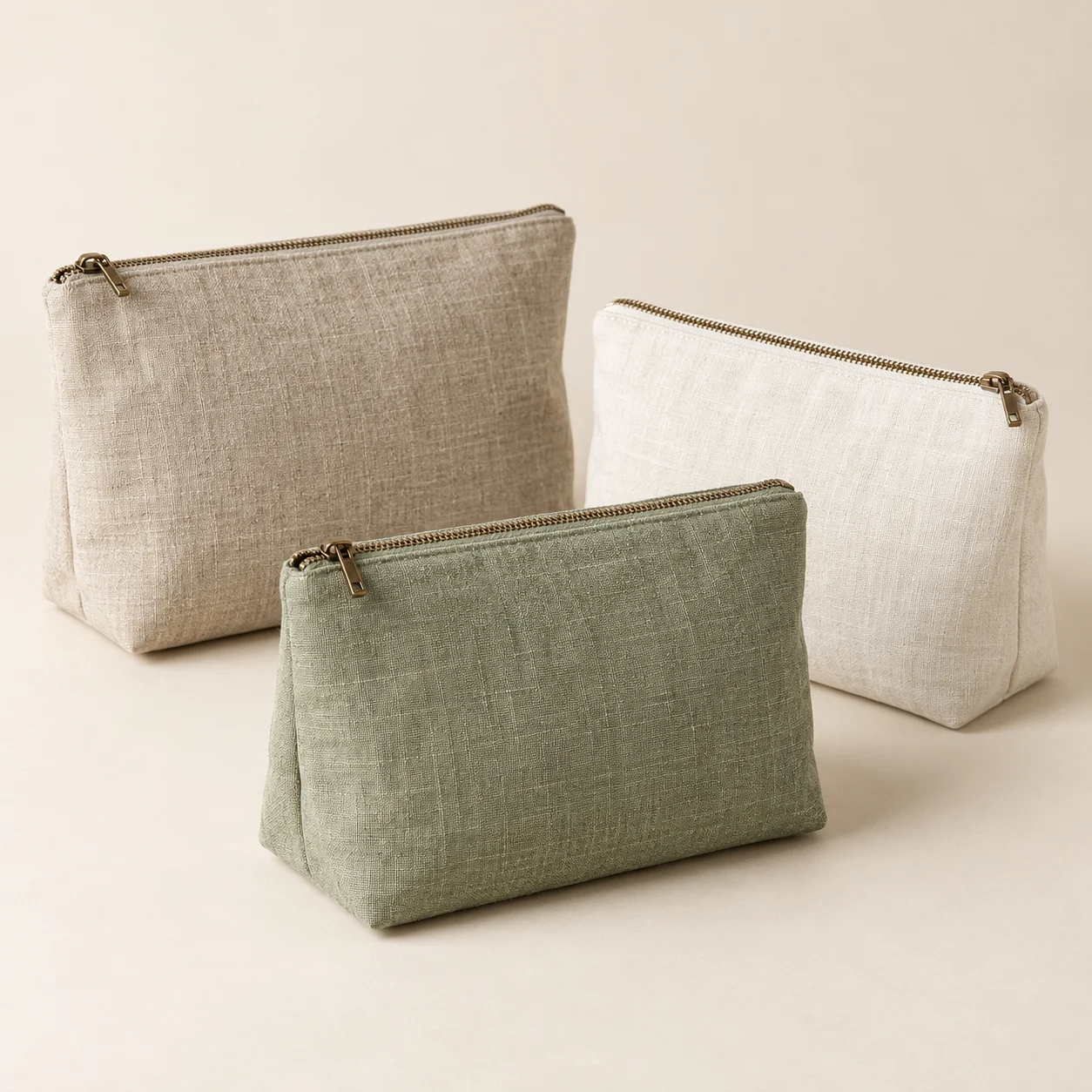 Linen Zipper Pouches
