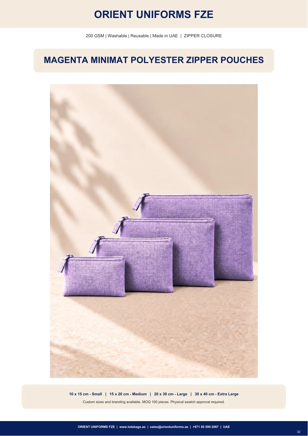 Magenta Minimat Polyester Zipper Pouches Magenta Minimat Polyester Zipper Pouches