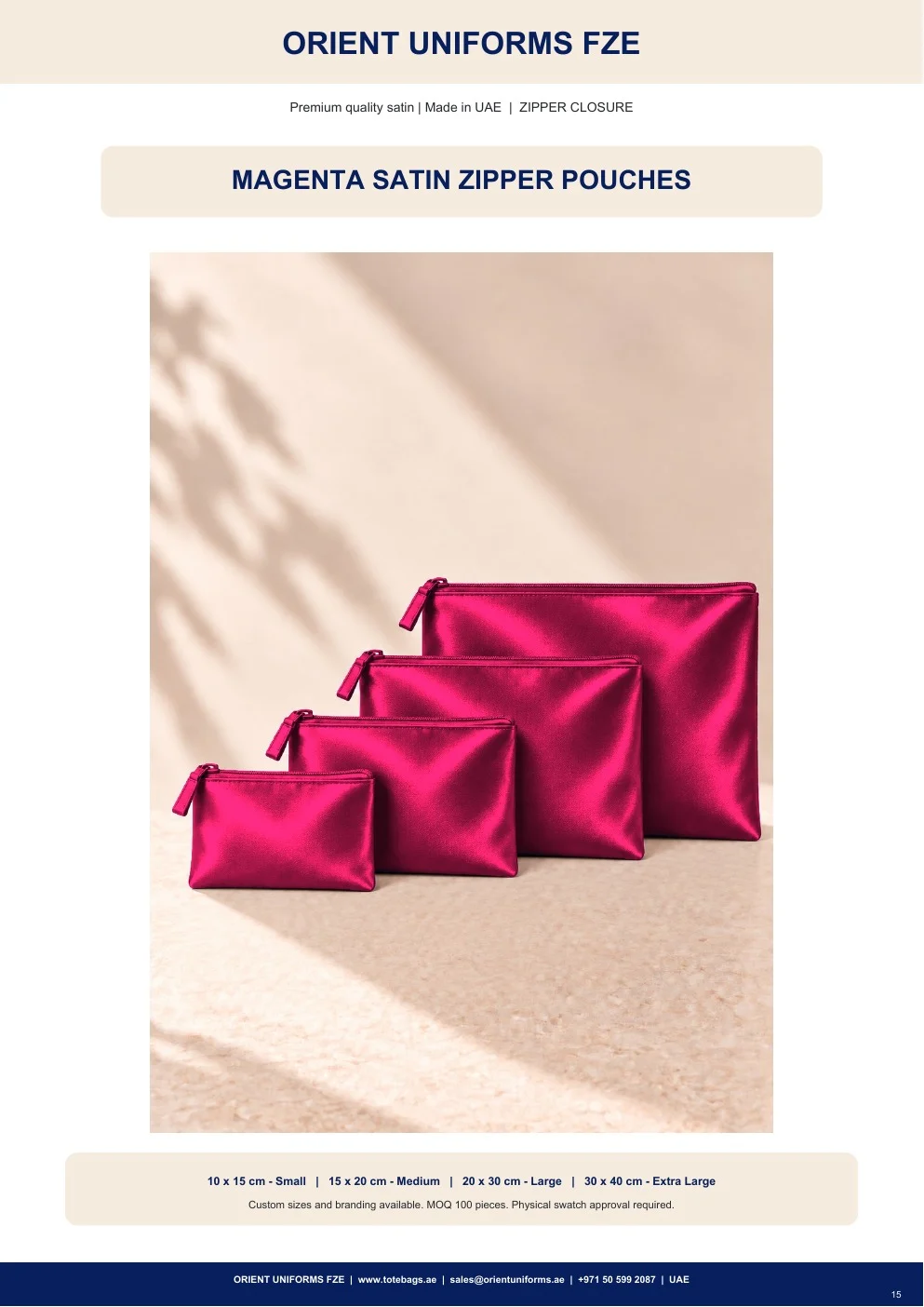 Magenta Satin Zipper Pouches Magenta Satin Zipper Pouches