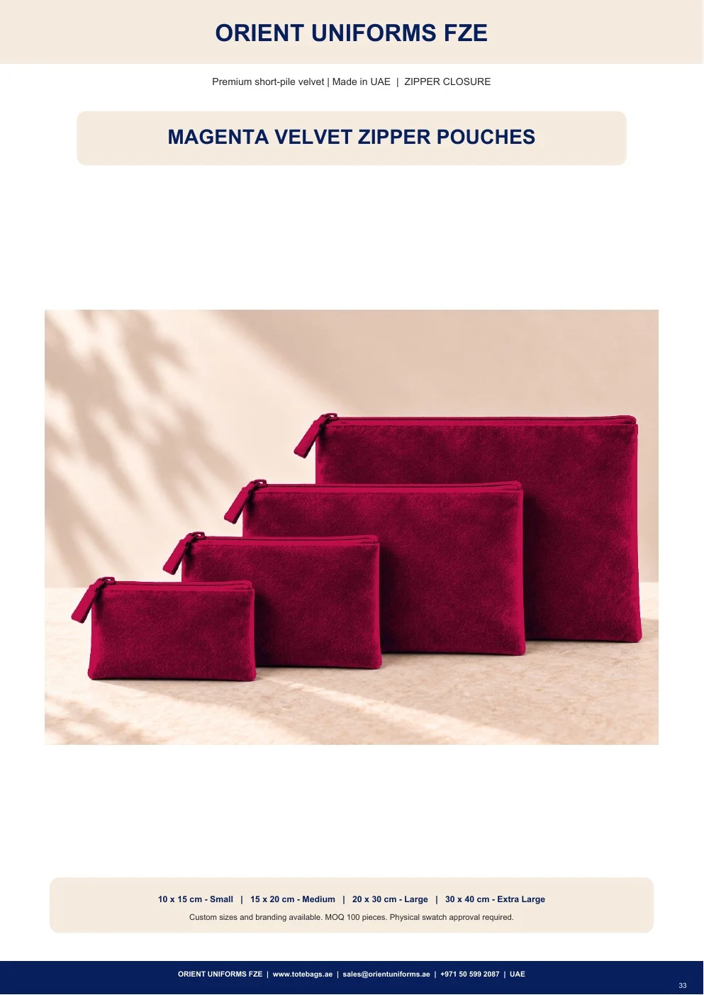 Magenta Velvet Zipper Pouches Magenta Velvet Zipper Pouches