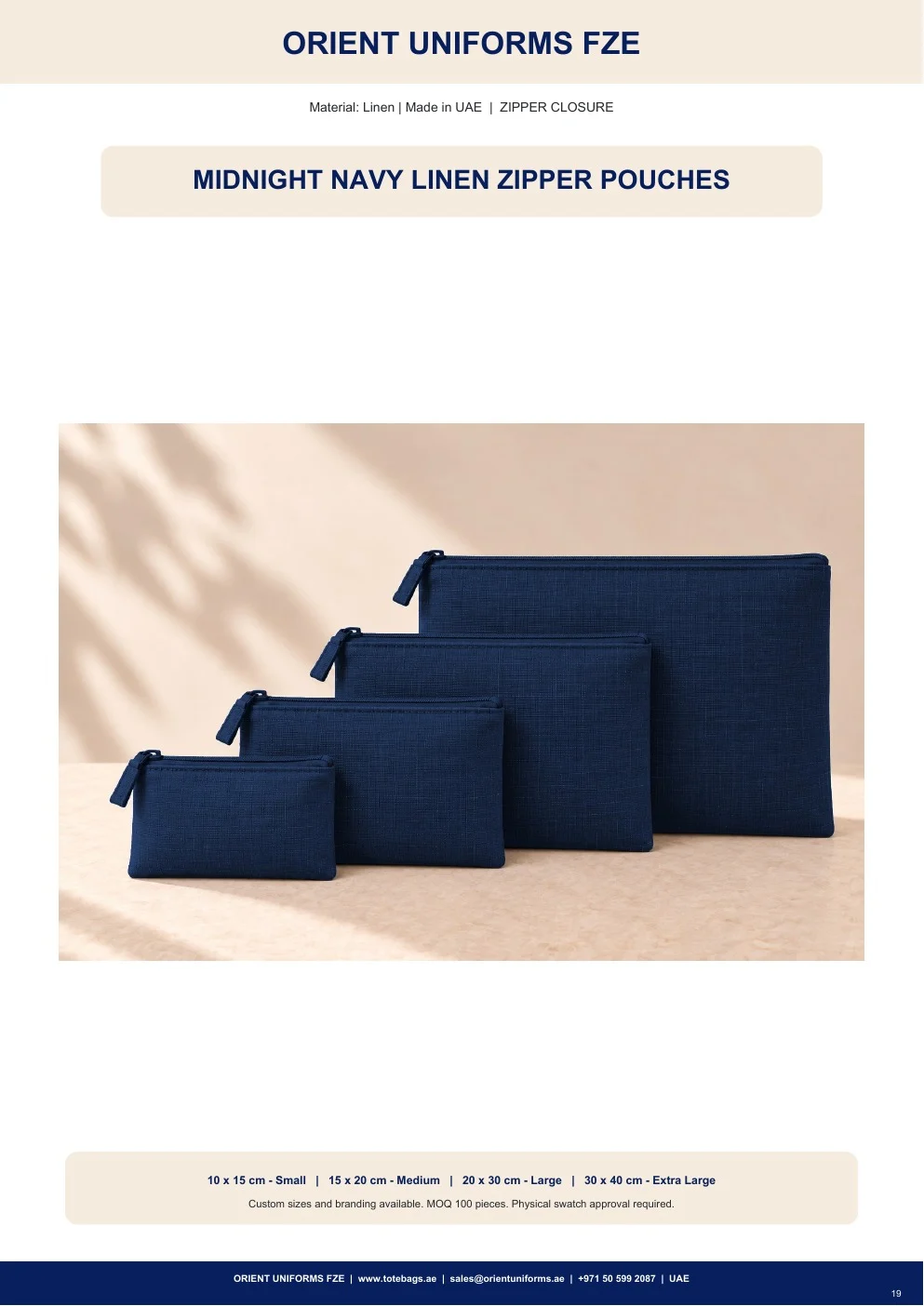 Midnight Navy Linen Zipper Pouches Midnight Navy Linen Zipper Pouches