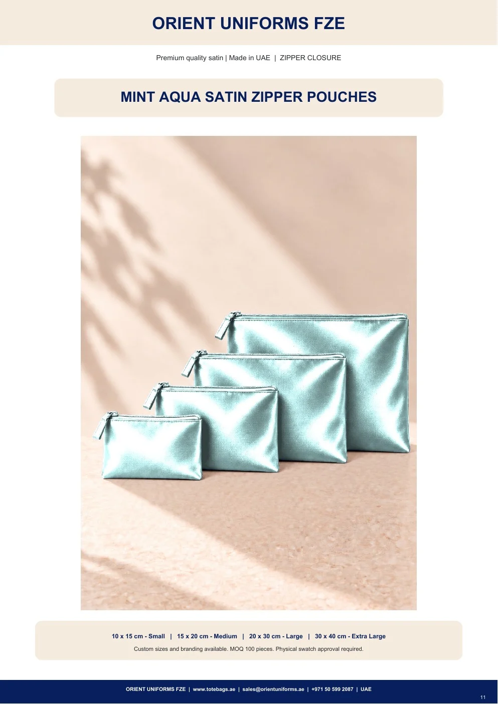 Mint Aqua Satin Zipper Pouches Mint Aqua Satin Zipper Pouches