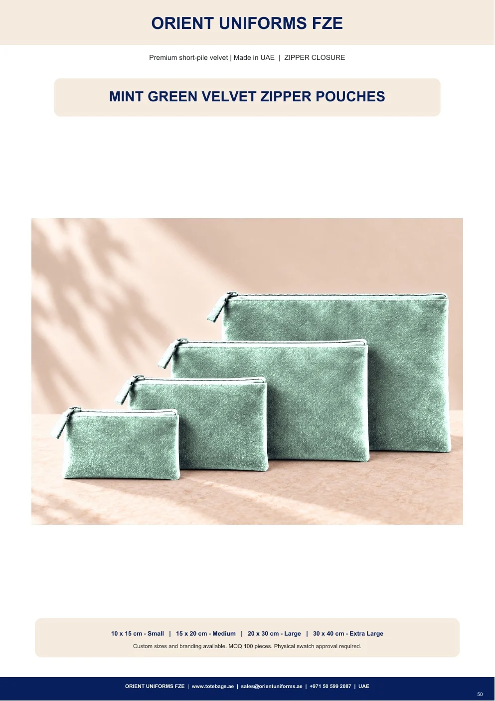 Mint Green Velvet Zipper Pouches Mint Green Velvet Zipper Pouches
