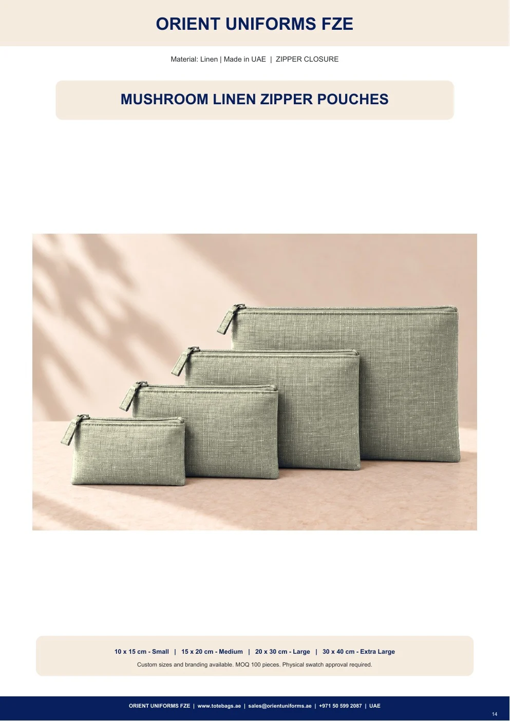 Mushroom Linen Zipper Pouches Mushroom Linen Zipper Pouches