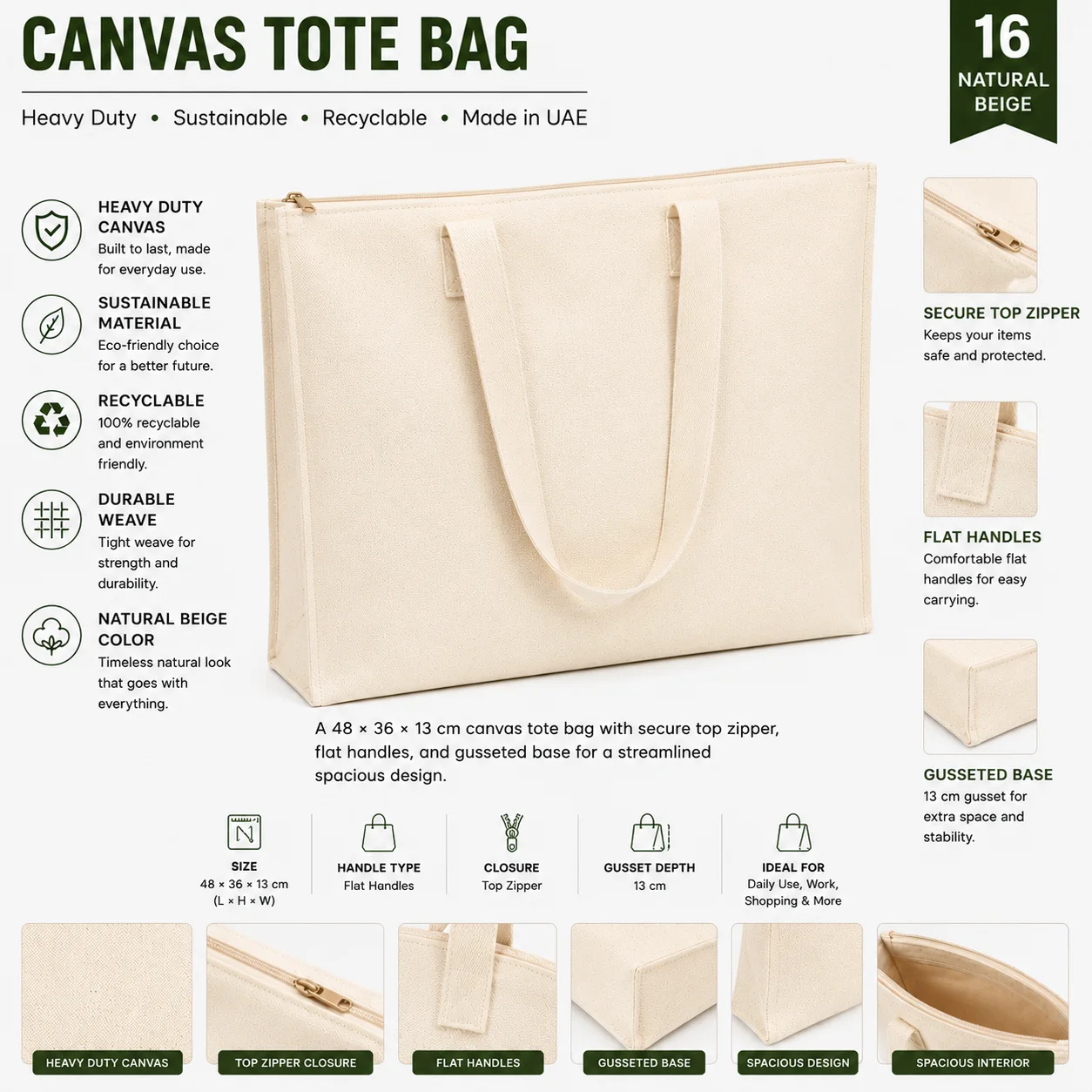 Natural Beige Canvas Tote Bag Everyday Shopper Natural Beige Canvas Tote Bag Everyday Shopper