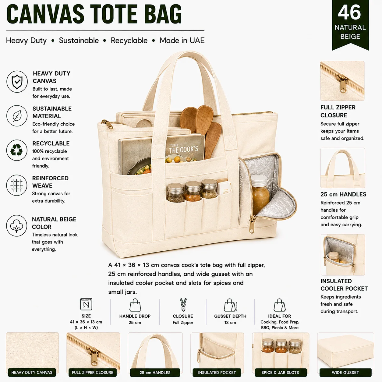 Natural Beige Canvas Tote Bag General Purpose Shopper Natural Beige Canvas Tote Bag General Purpose Shopper