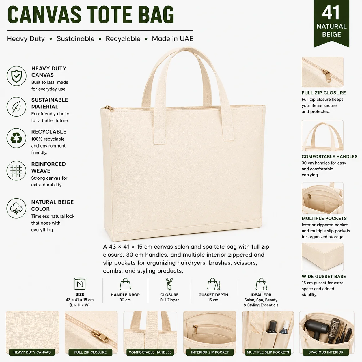 Natural Beige Canvas Tote Bag Merchandise Shopper