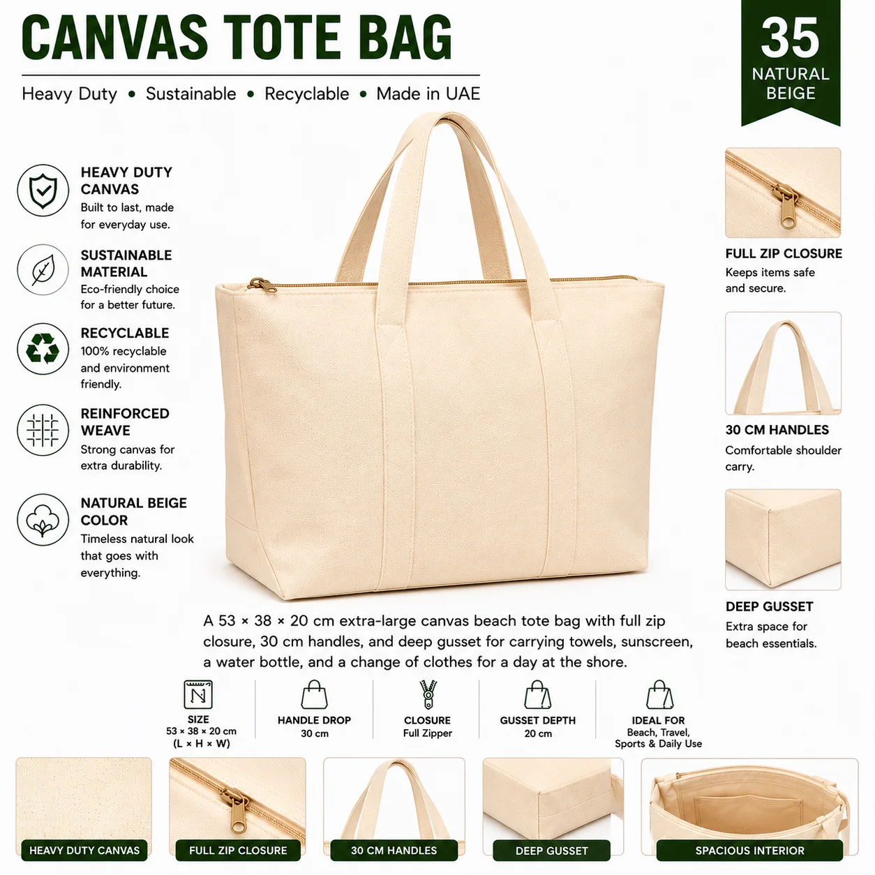 Natural Beige Canvas Tote Bag Presentation Shopper Natural Beige Canvas Tote Bag Presentation Shopper