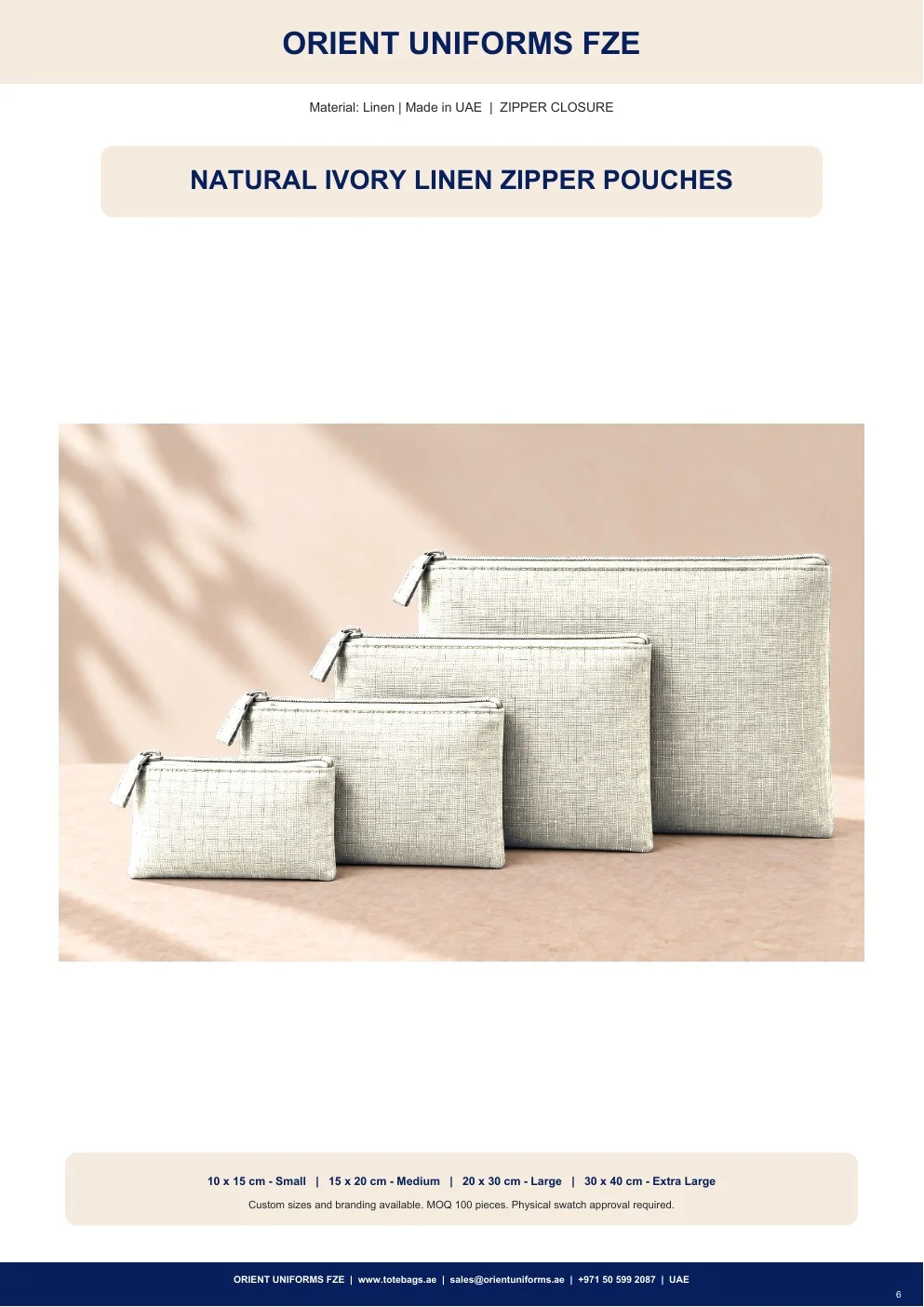 Natural Ivory Linen Zipper Pouches Natural Ivory Linen Zipper Pouches