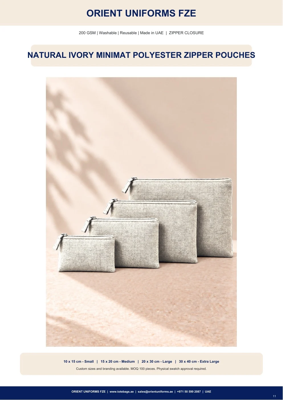 Natural Ivory Minimat Polyester Zipper Pouches Natural Ivory Minimat Polyester Zipper Pouches