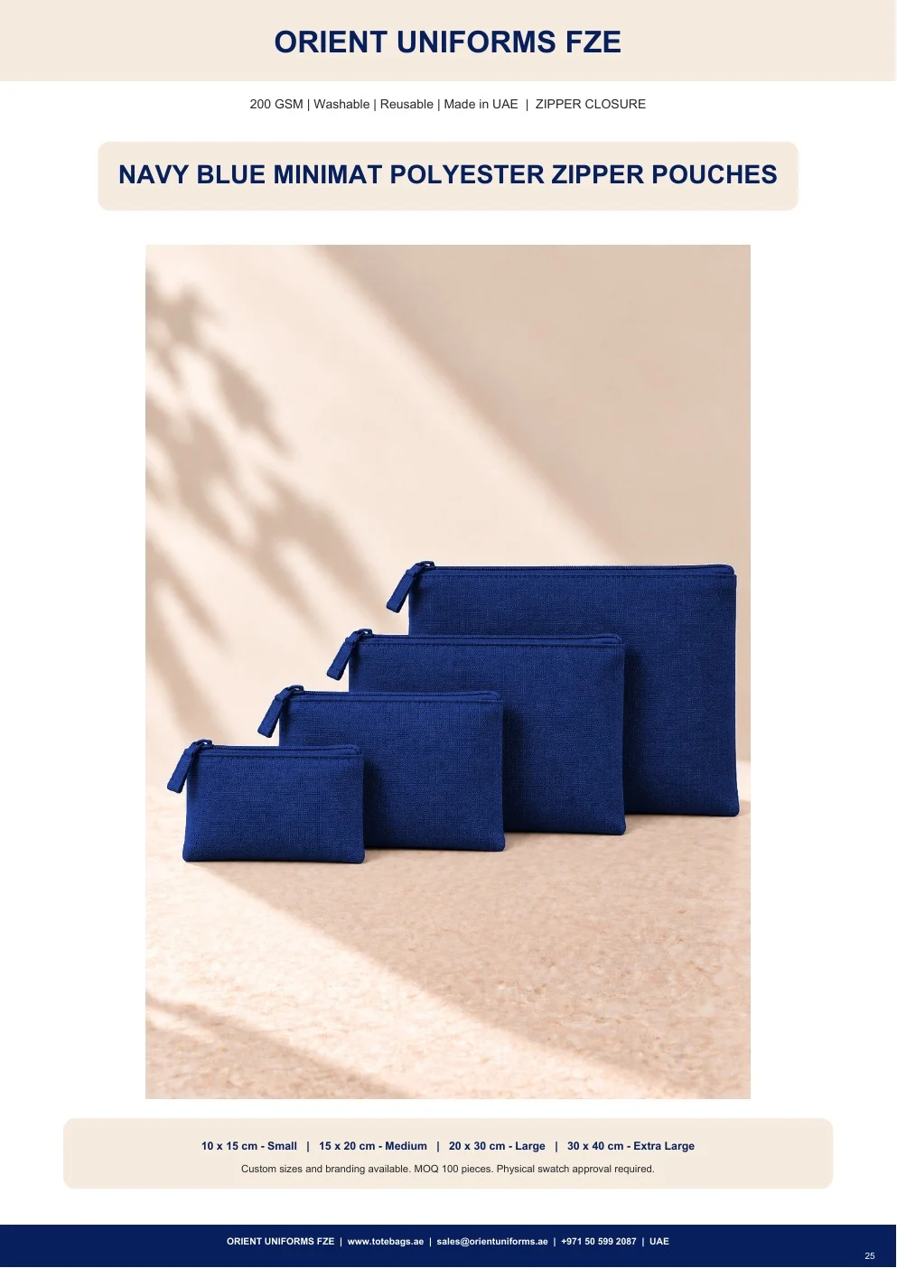 Navy Blue Minimat Polyester Zipper Pouches Navy Blue Minimat Polyester Zipper Pouches