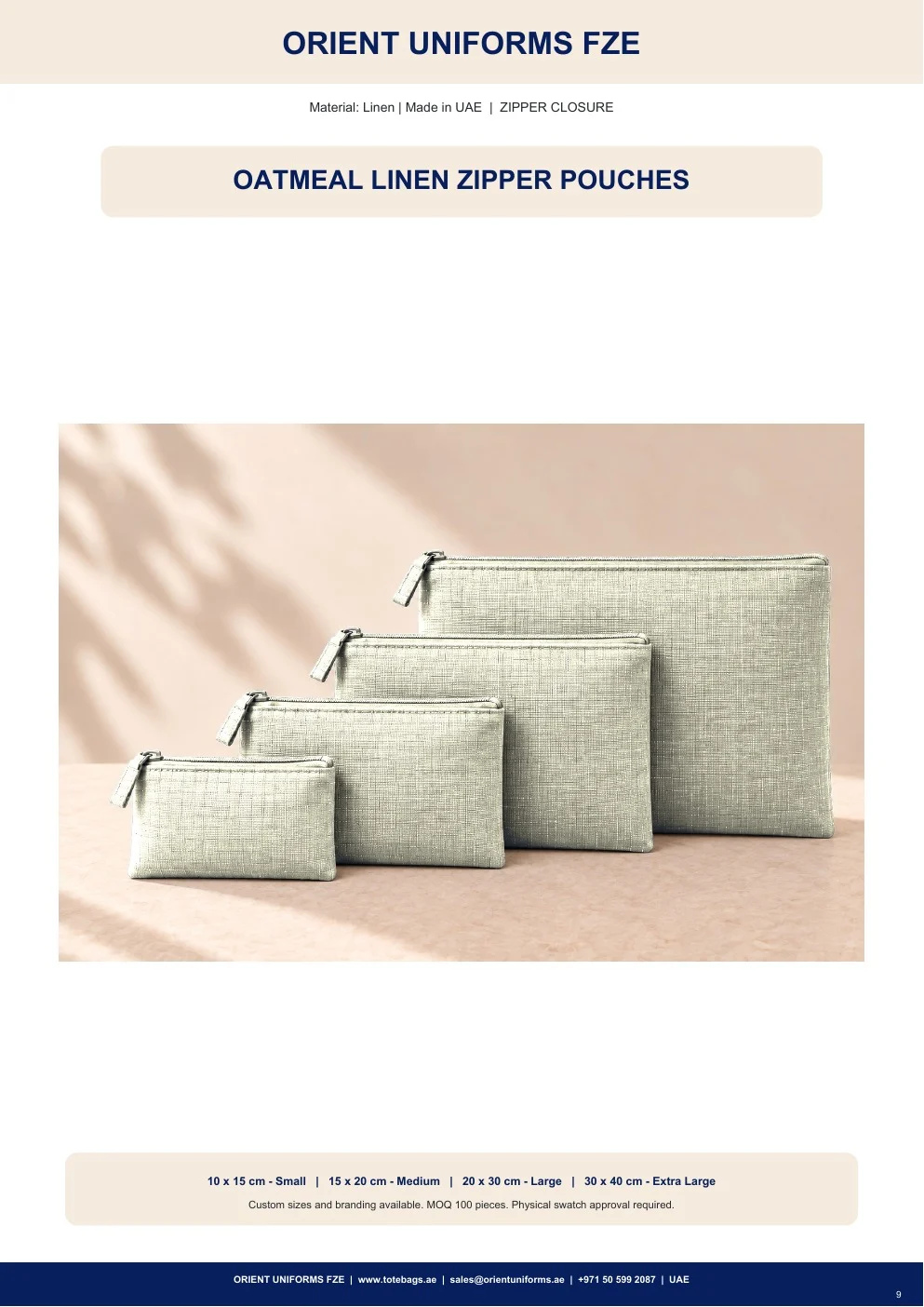 Oatmeal Linen Zipper Pouches Oatmeal Linen Zipper Pouches
