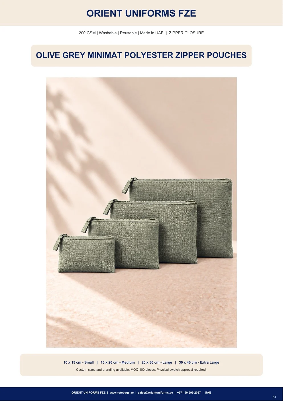 Olive Grey Minimat Polyester Zipper Pouches Olive Grey Minimat Polyester Zipper Pouches