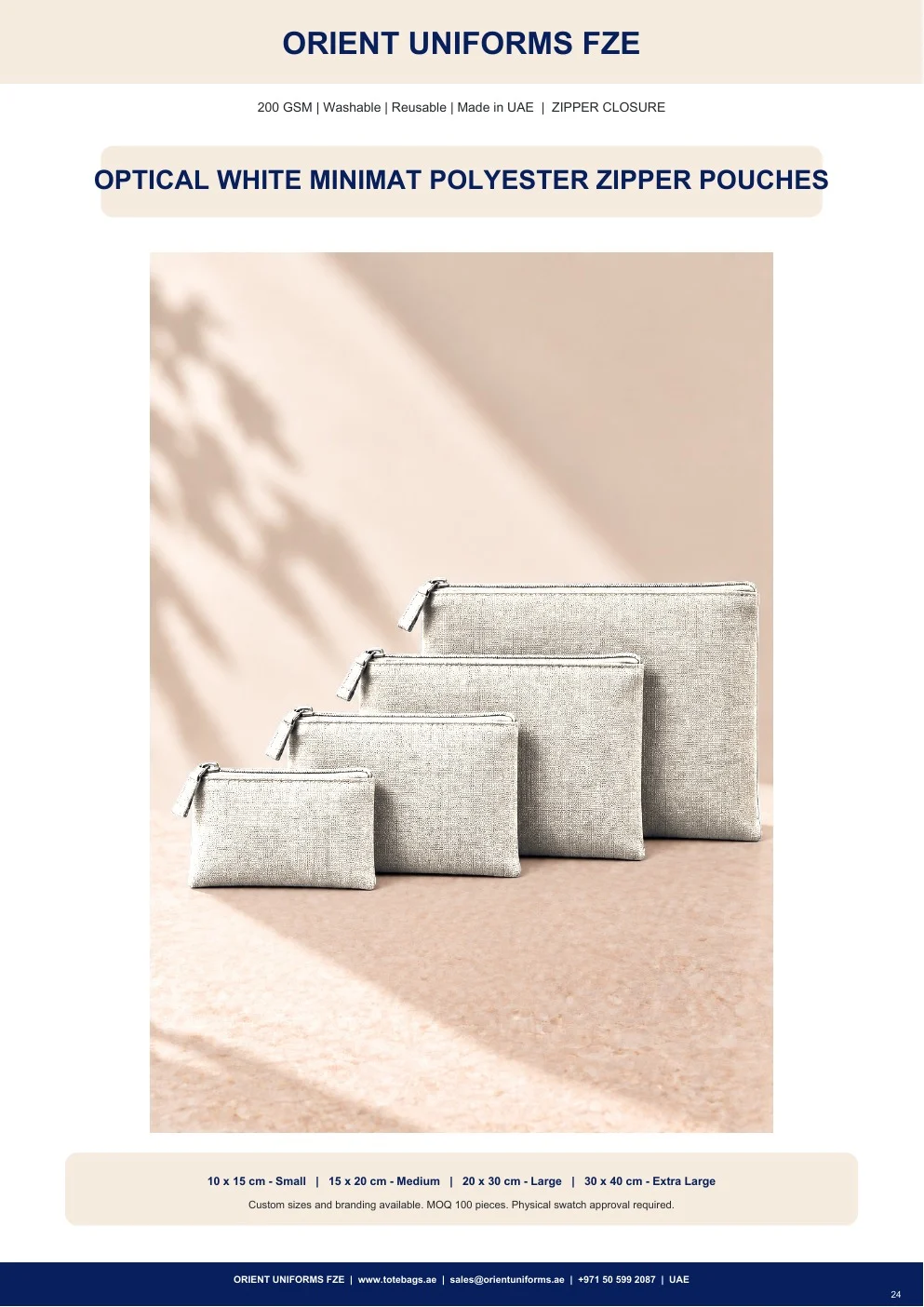 Optical White Minimat Polyester Zipper Pouches Optical White Minimat Polyester Zipper Pouches