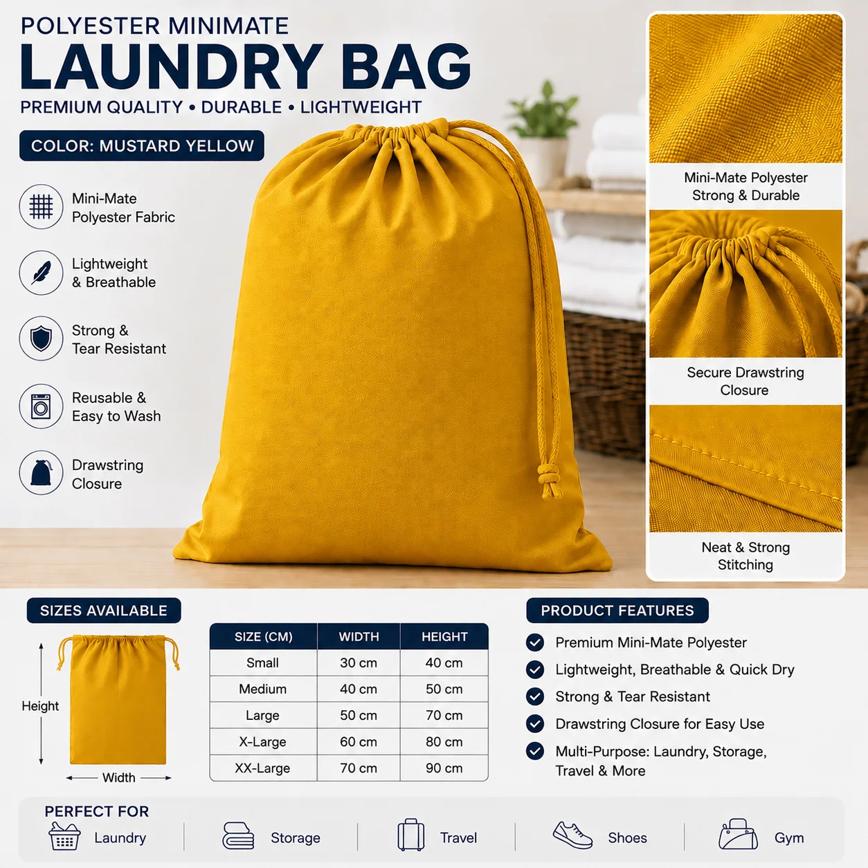 Orange Polyester Hotel Laundry Bag
