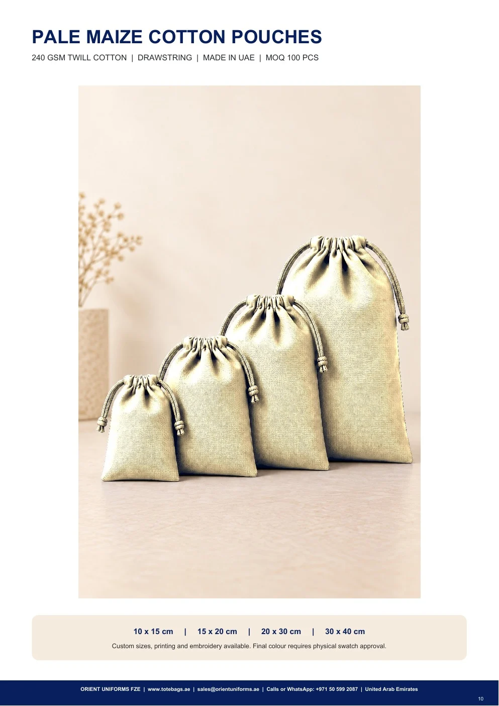 Pale Maize Cotton Drawstring Pouches Pale Maize Cotton Drawstring Pouches