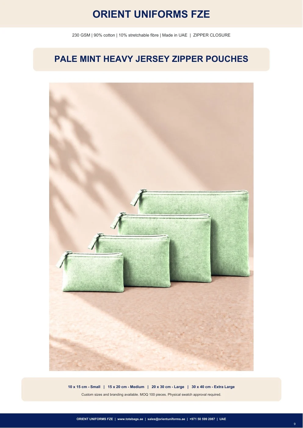 Pale Mint Heavy Jersey Zipper Pouches Pale Mint Heavy Jersey Zipper Pouches