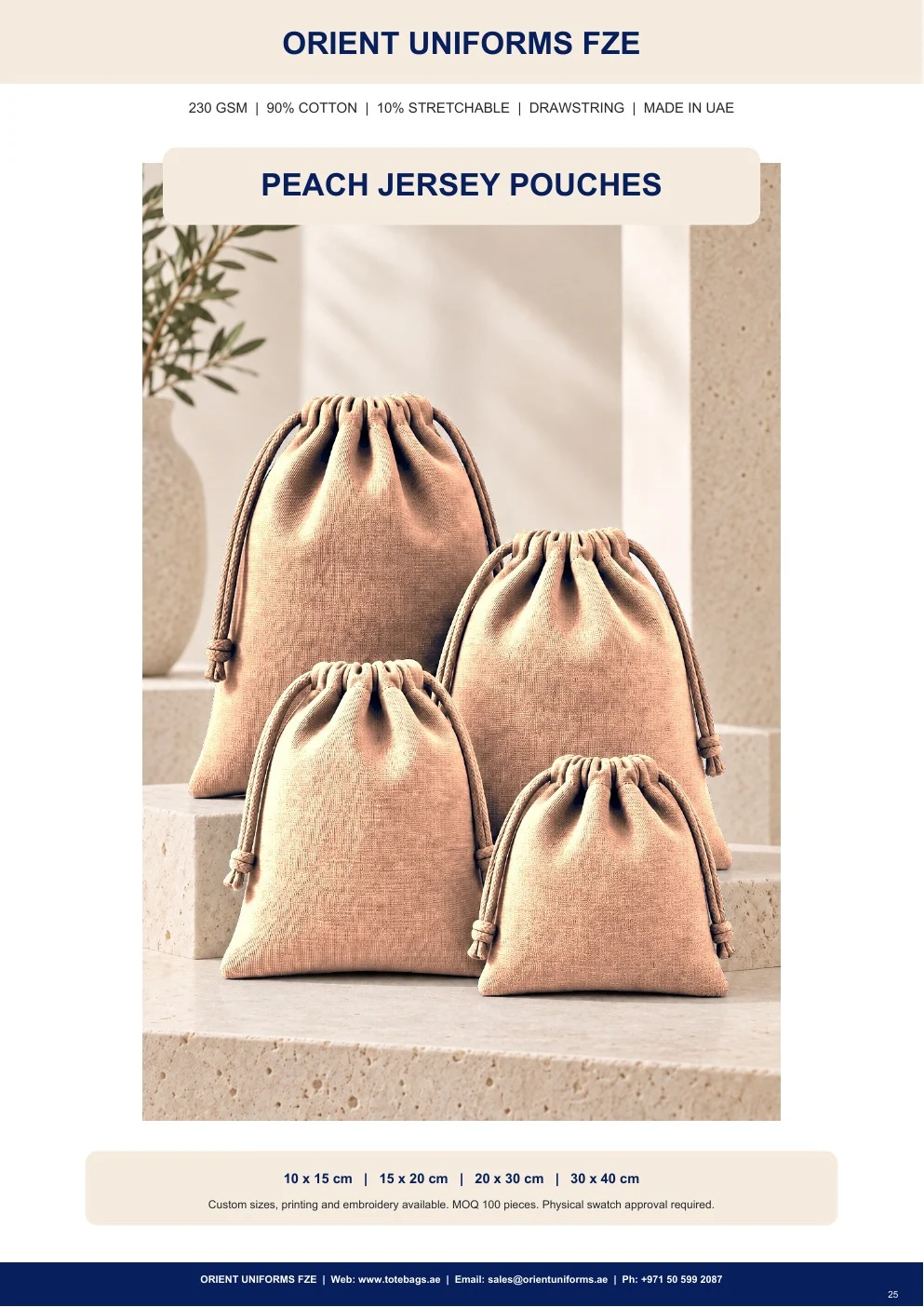 Peach Jersey Drawstring Pouches — SKU-TB:peach-jersey-drawstring-pouches