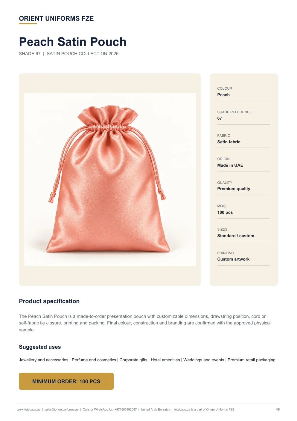 Peach Satin Drawstring Pouches — SKU-TB:peach-satin-drawstring-pouches