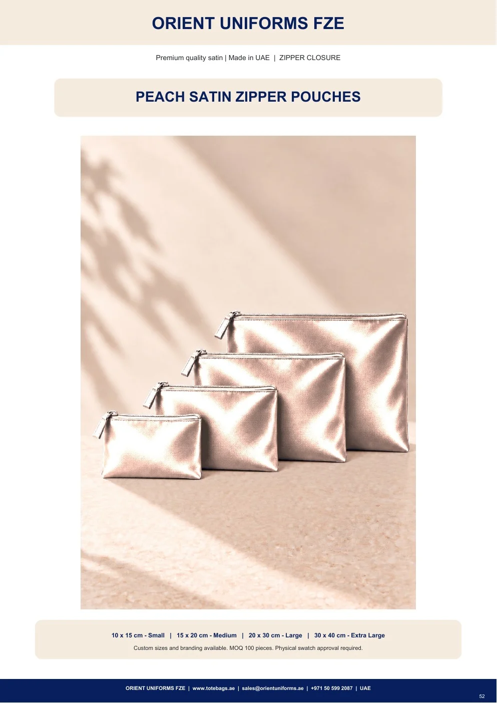 Peach Satin Zipper Pouches Peach Satin Zipper Pouches