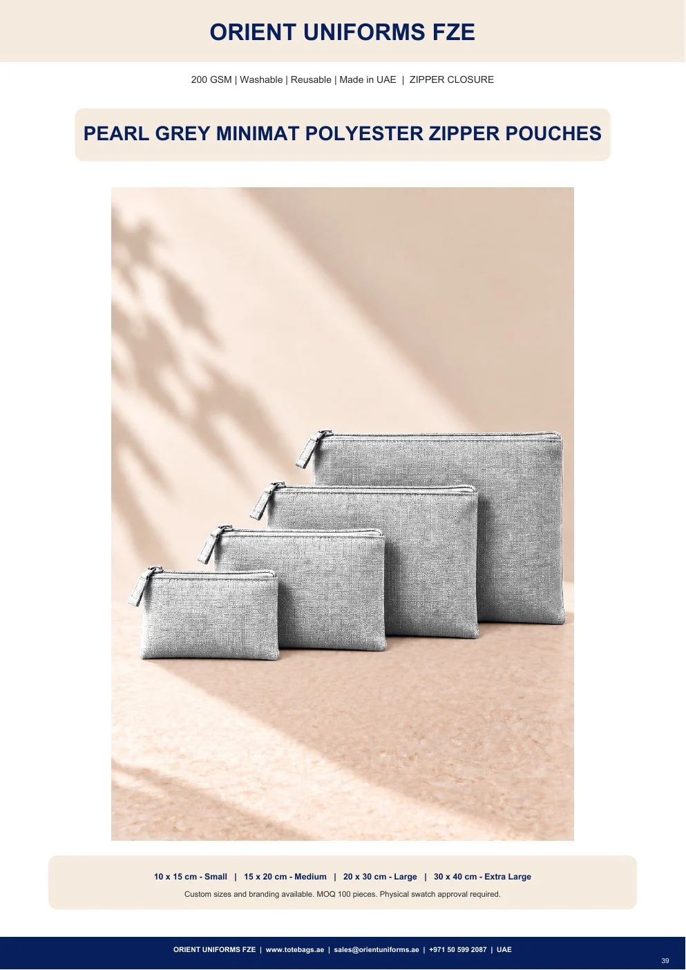 Pearl Grey Minimat Polyester Zipper Pouches Pearl Grey Minimat Polyester Zipper Pouches
