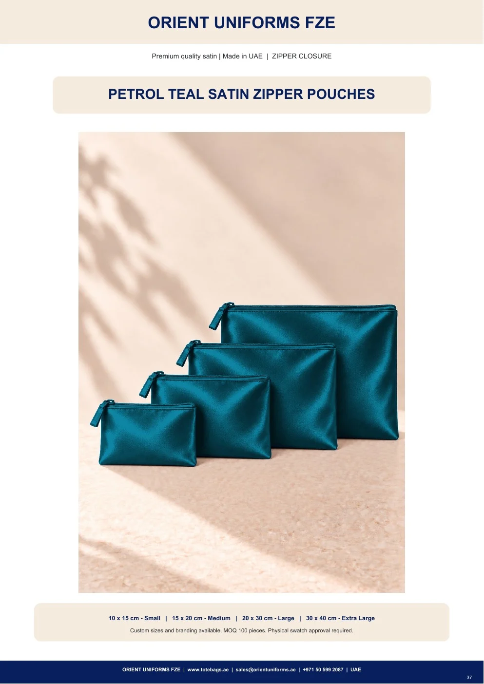 Petrol Teal Satin Zipper Pouches Petrol Teal Satin Zipper Pouches