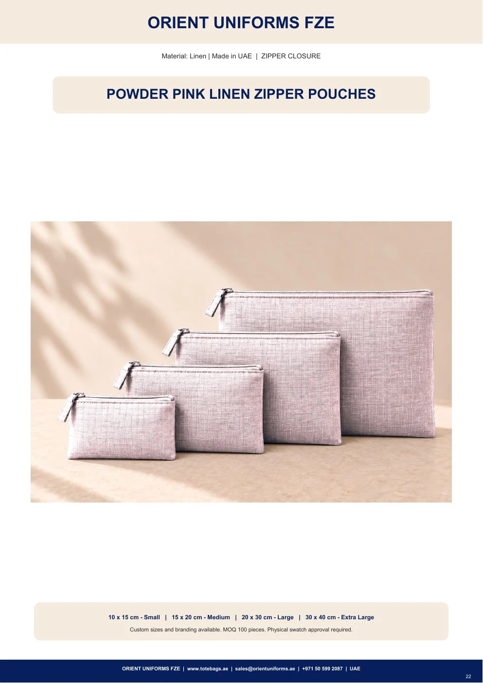 Powder Pink Linen Zipper Pouches Powder Pink Linen Zipper Pouches