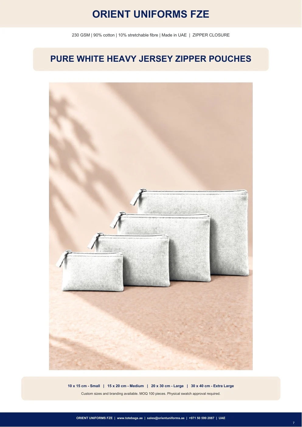 Pure White Heavy Jersey Zipper Pouches Pure White Heavy Jersey Zipper Pouches