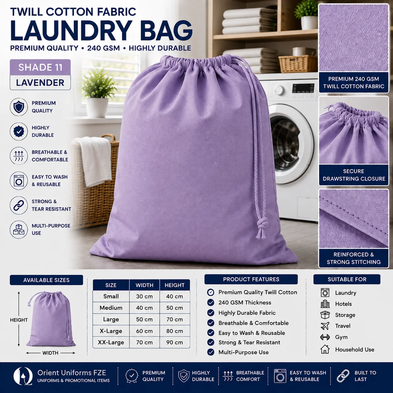 Purple Cotton Commercial Laundry Bag Purple Cotton Commercial Laundry Bag