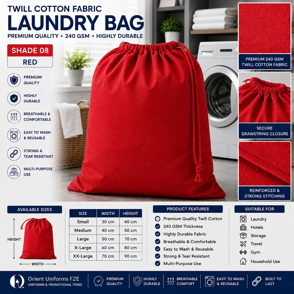 Red Cotton Hotel Laundry Bag Red Cotton Hotel Laundry Bag