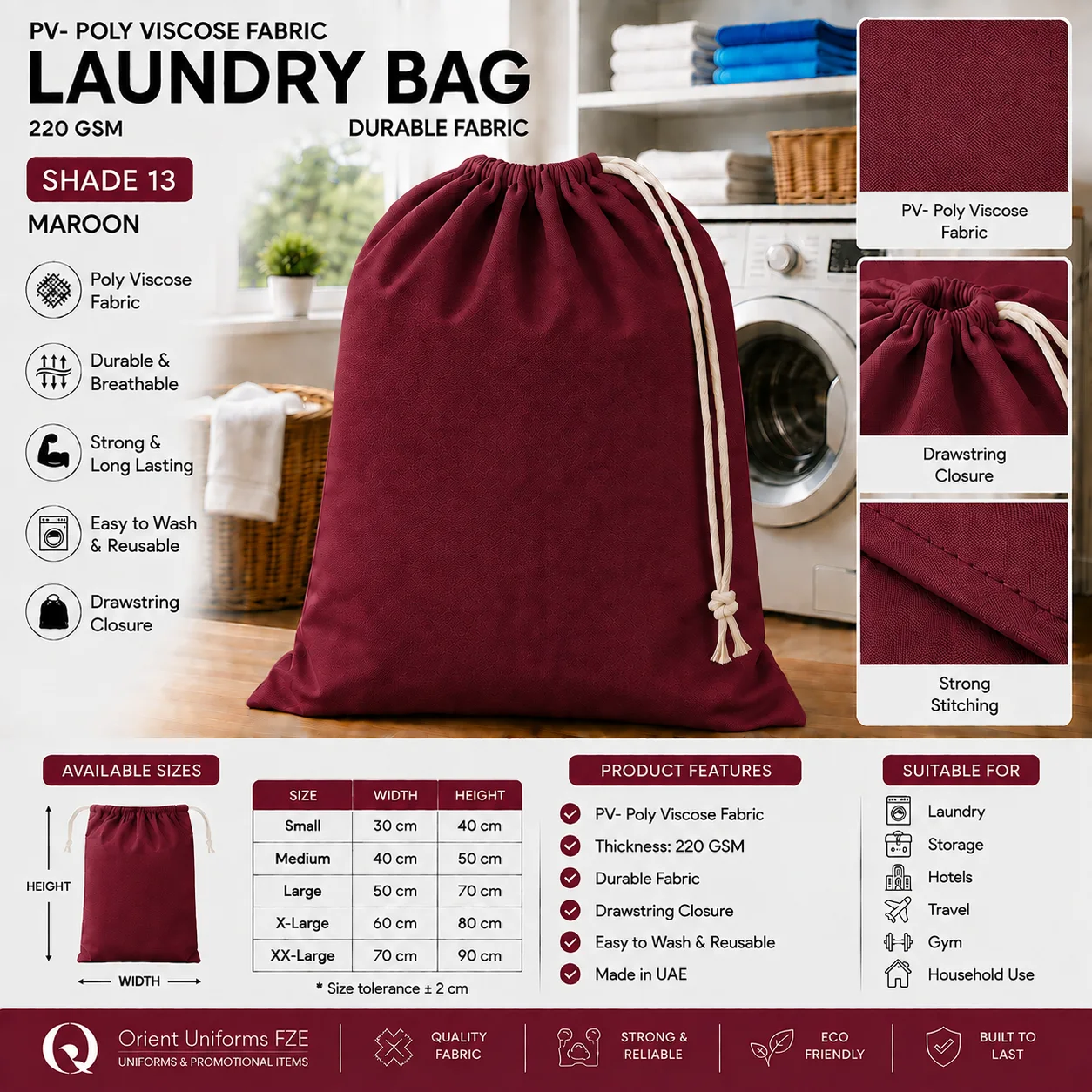 Red Poly Viscose Commercial Laundry Bag