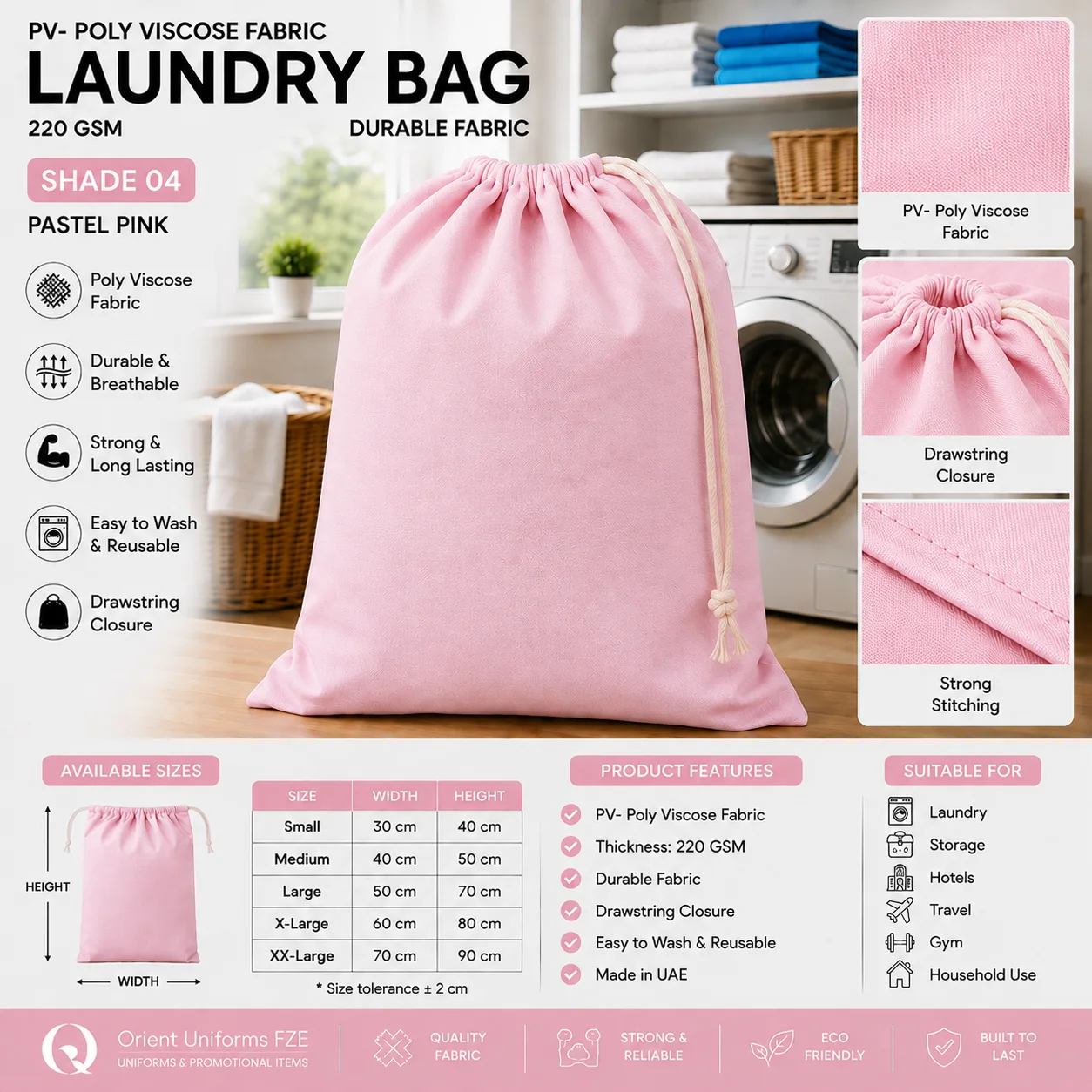 Red Poly Viscose Hotel Laundry Bag
