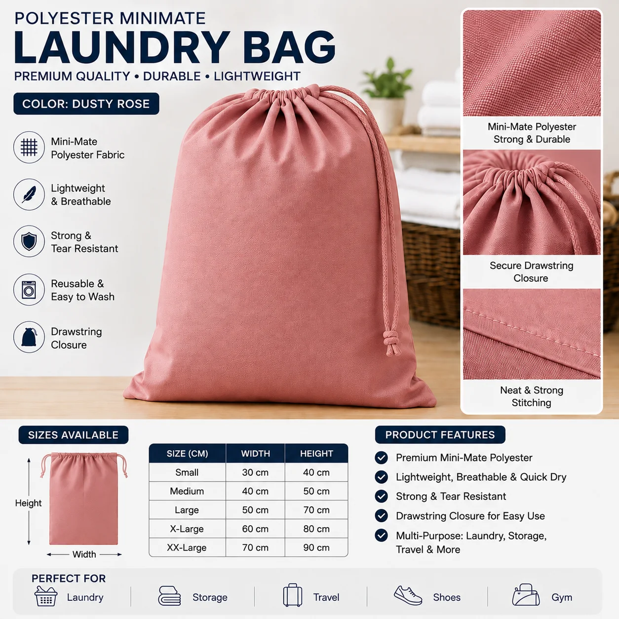 Red Polyester Guest Laundry Bag