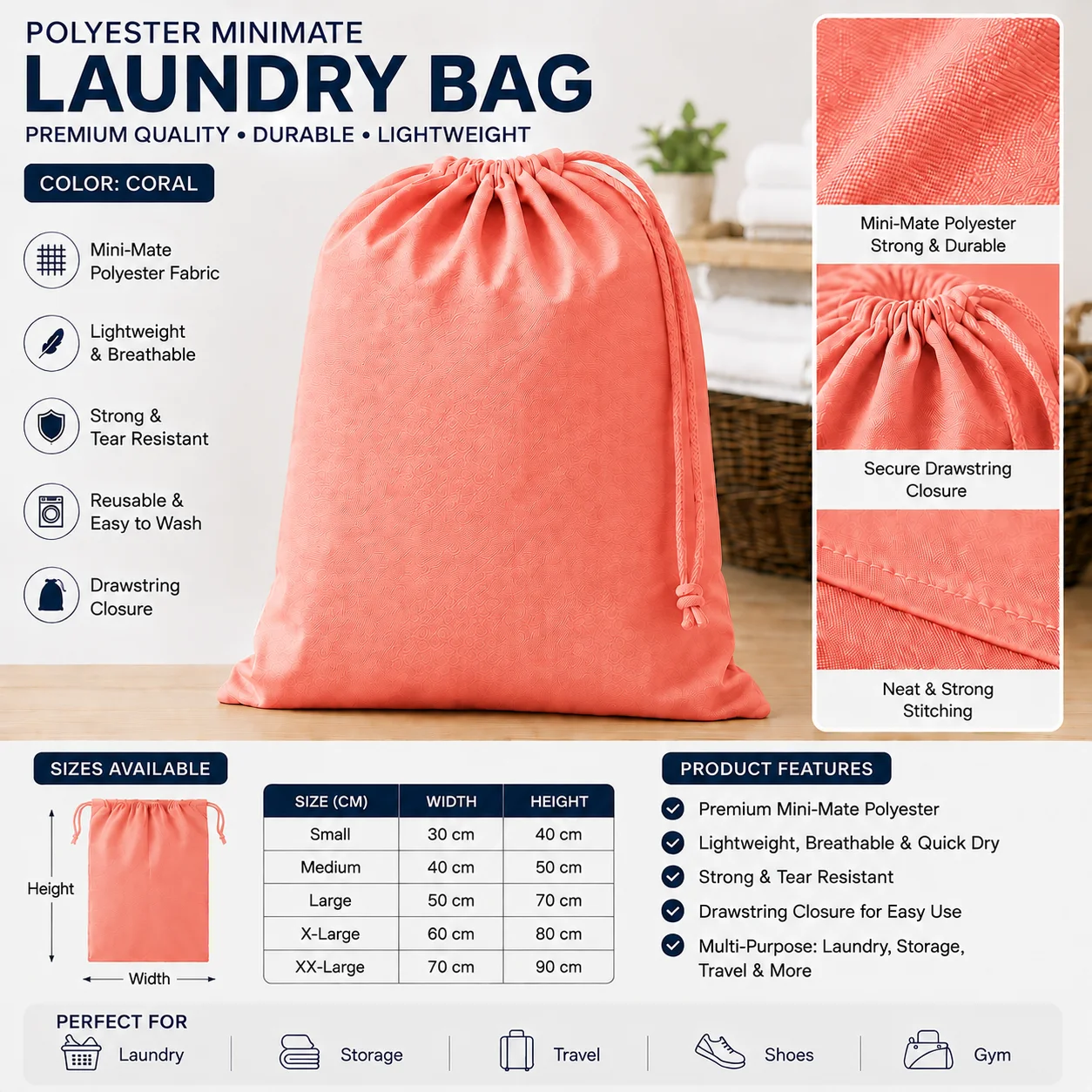 Red Polyester Hotel Laundry Bag