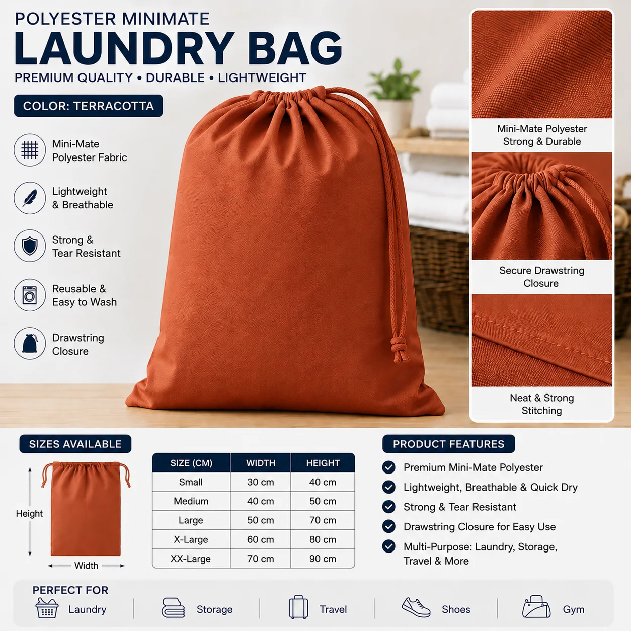Red Polyester Housekeeping Laundry Bag