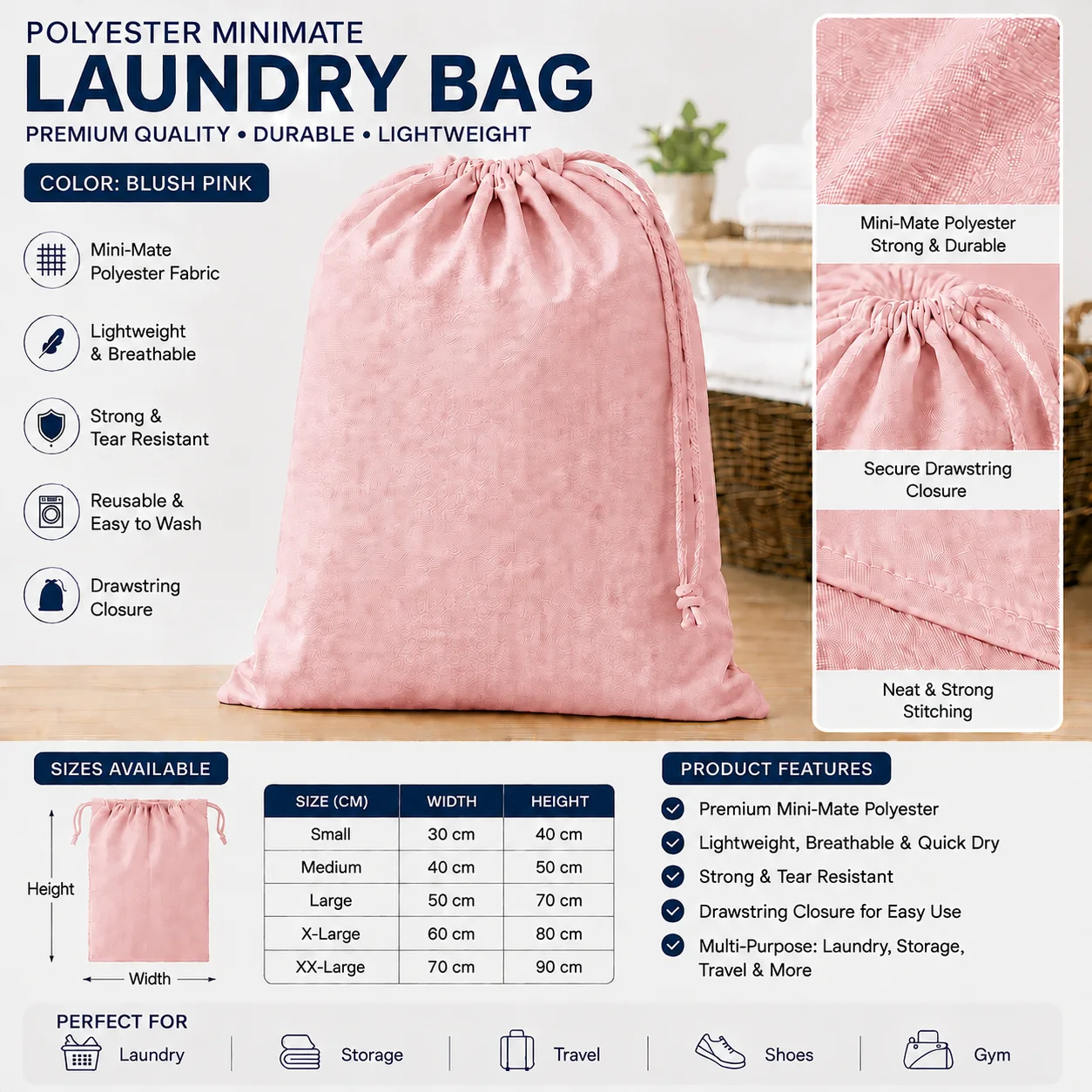 Red Polyester Linen Collection Bag