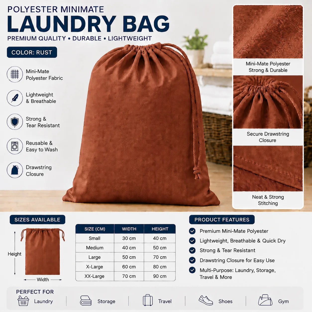 Red Polyester Staff Laundry Bag