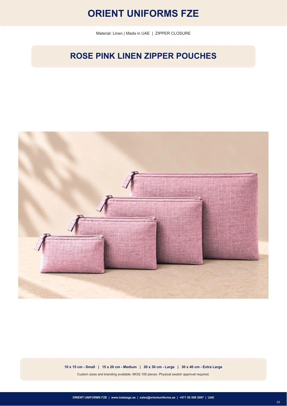 Rose Pink Linen Zipper Pouches Rose Pink Linen Zipper Pouches