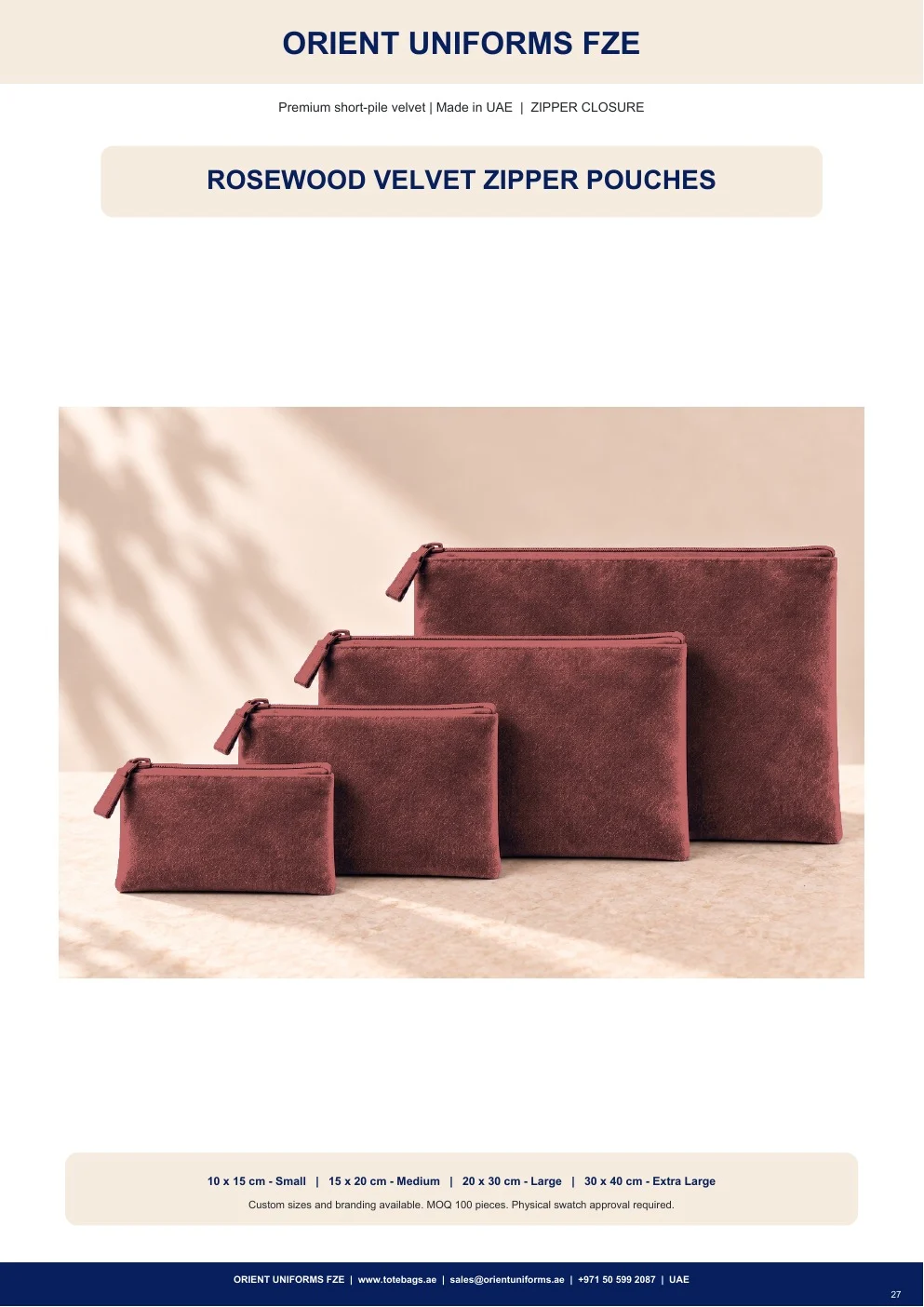 Rosewood Velvet Zipper Pouches Rosewood Velvet Zipper Pouches
