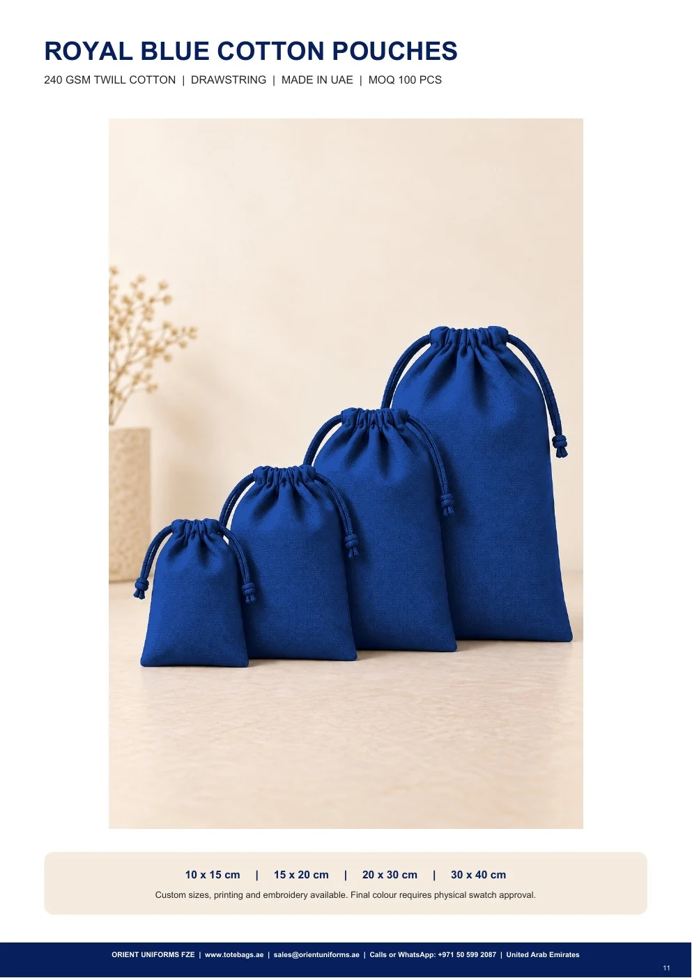 Royal Blue Cotton Drawstring Pouches Royal Blue Cotton Drawstring Pouches