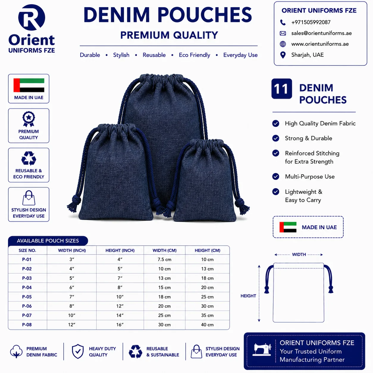 Royal Blue Denim Corporate Gift Pouch Royal Blue Denim Corporate Gift Pouch