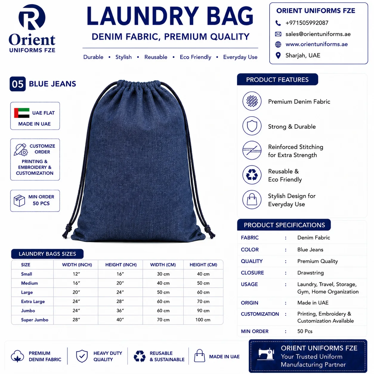 Royal Blue Denim Guest Laundry Bag Royal Blue Denim Guest Laundry Bag