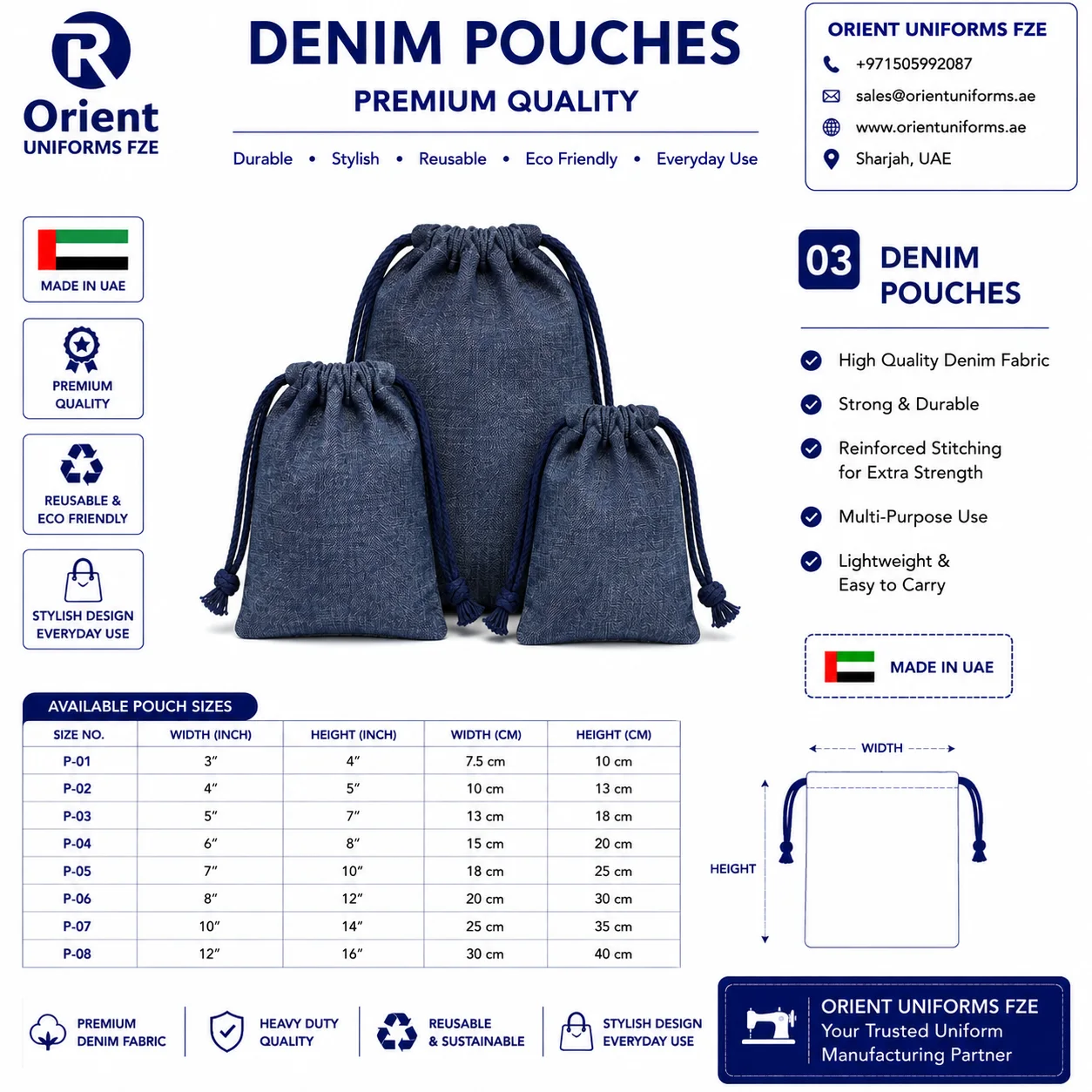 Royal Blue Denim Retail Pouch Royal Blue Denim Retail Pouch