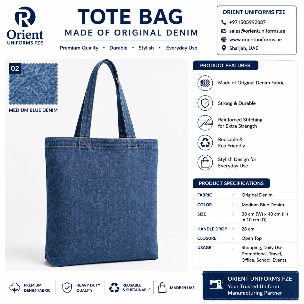 Royal Blue Denim Tote Bag Everyday Shopper Royal Blue Denim Tote Bag Everyday Shopper