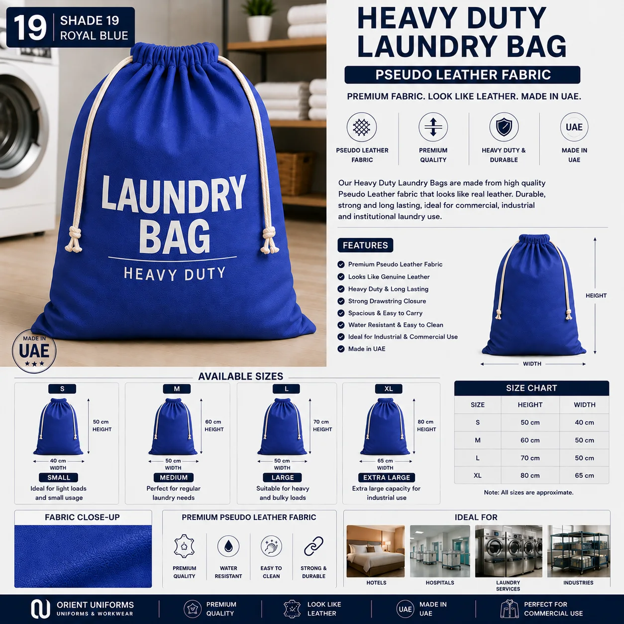 Royal Blue Leather Fabric Commercial Laundry Bag Royal Blue Leather Fabric Commercial Laundry Bag